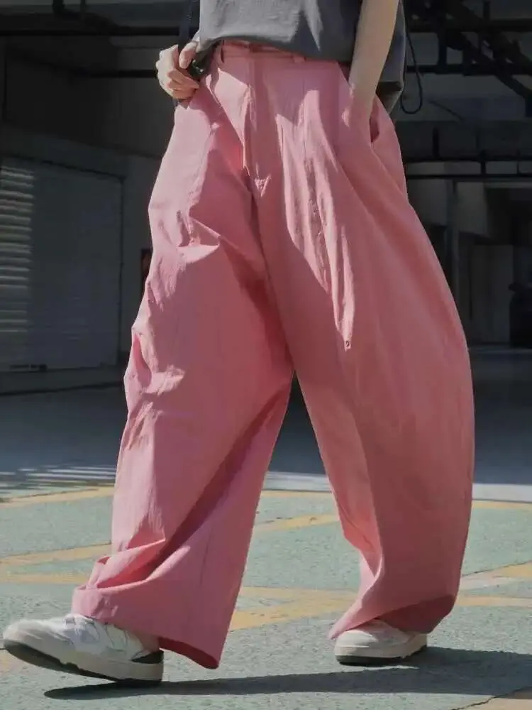 LANMREM Spring Fashion Tide Wide Leg Pants For Women High Waist Solid Color Loose Trousers Female Clothing 2025 New 2YA837