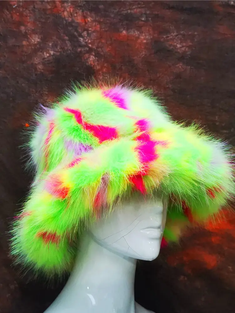 LANMREM Personalized Women's Winter Hat Fluffy Fur Warm Artificial Fur Festival Party Girl Fashion Autumn Winter New Hats 2Z2566