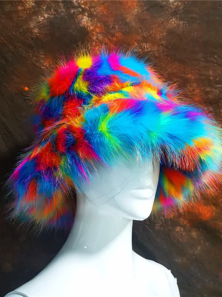LANMREM Personalized Women's Winter Hat Fluffy Fur Warm Artificial Fur Festival Party Girl Fashion Autumn Winter New Hats 2Z2566
