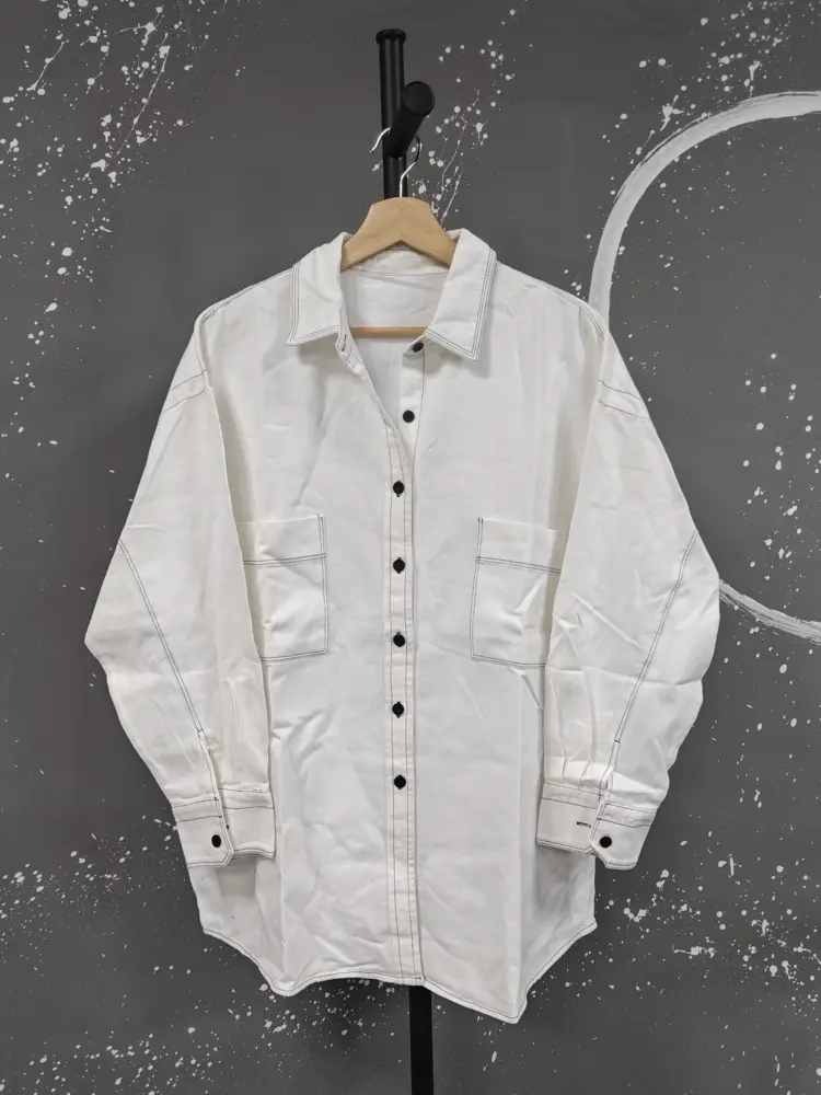 LANMREM Double Pocket Design Thick Shirt Women's Lapel Long Sleeved Single Breasted Irregular Loose Top 2025 New Blouse 2Z2090