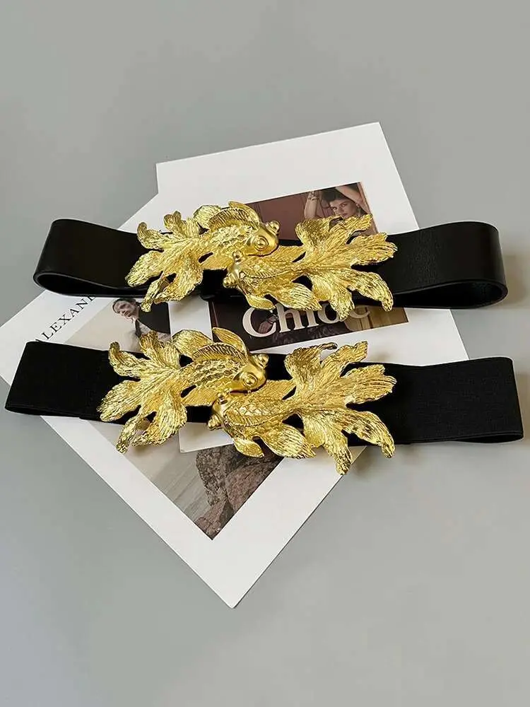 LANMREM Design Retro Goldfish Women PU Metal Buckle Belts Adjustable All-match Fashion Tide High Street 2025 New Arrival 2YA108