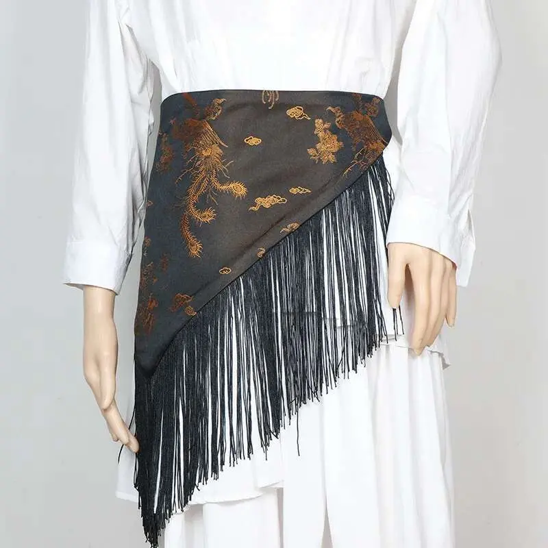 LANMREM American Style Women's Belt Spliced Tassel Bandage Waistband All-match Shirt Dress Female Spring New Fashion 2DC1589