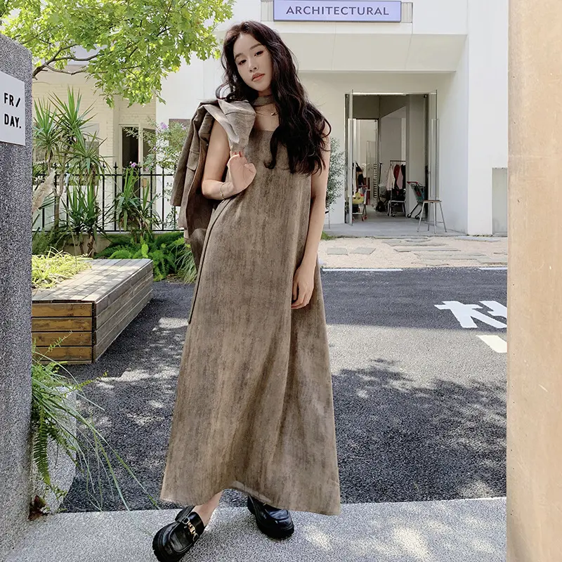 LANMREM Temperament Office Style Women's Dress Two Pieces Set V Collar Single Breasted Suit Coat And Slip Dresses Korean 2DB3712