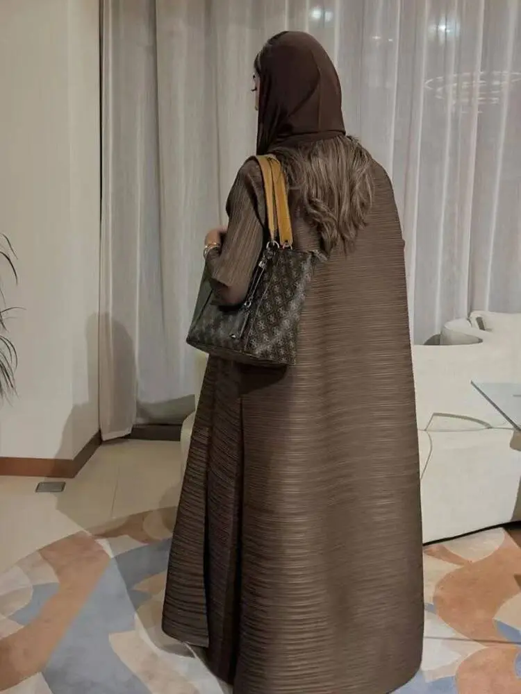LANMREM Fashion Solid Color Cardigan Long Robe Folded Windbreaker For Women Loose Casual Coffee Long Coat 2DB2952