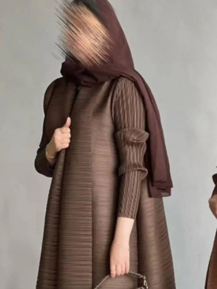 LANMREM Fashion Solid Color Cardigan Long Robe Folded Windbreaker For Women Loose Casual Coffee Long Coat 2DB2952