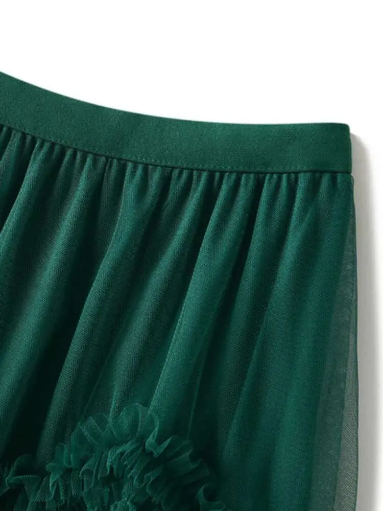 LANMREM Gauze Mesh Skirt For Women Ruffles Multilayers Long Skirts Female Party Wedding Clothing Fashion 2025 New Summer 2N450a