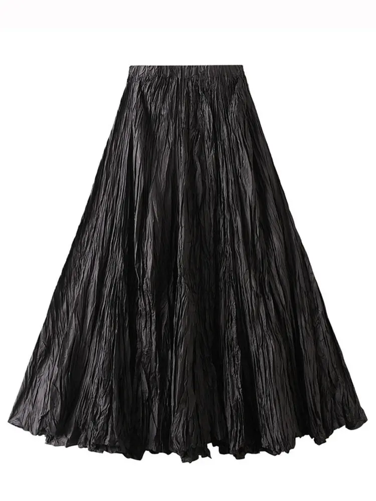 LANMREM Large Swing Skirts For Women High Waist Solid Color Irregular Hem Luxury Party Clothing 2025 Summer Autumn New 2DA7085
