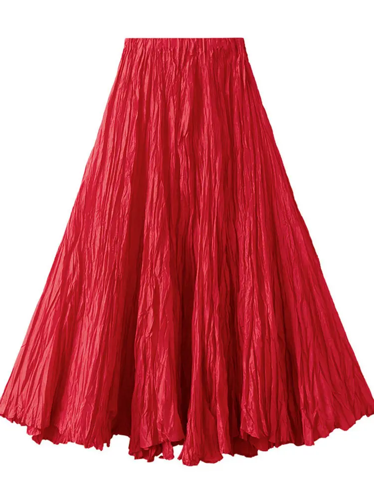 LANMREM Large Swing Skirts For Women High Waist Solid Color Irregular Hem Luxury Party Clothing 2025 Summer Autumn New 2DA7085