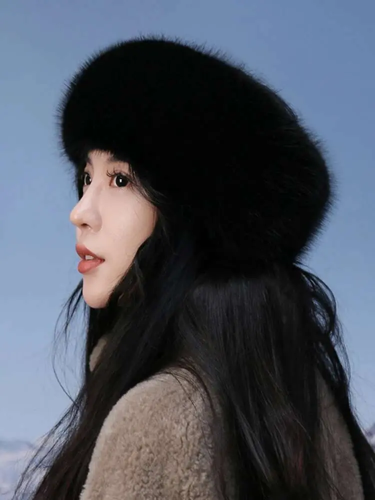 LANMREM Women's Fashion Thick Imitation Fox Fur Hat For Women Warm Solid Color Minimalism Hats 2025 Spring Winter New 2Z2912