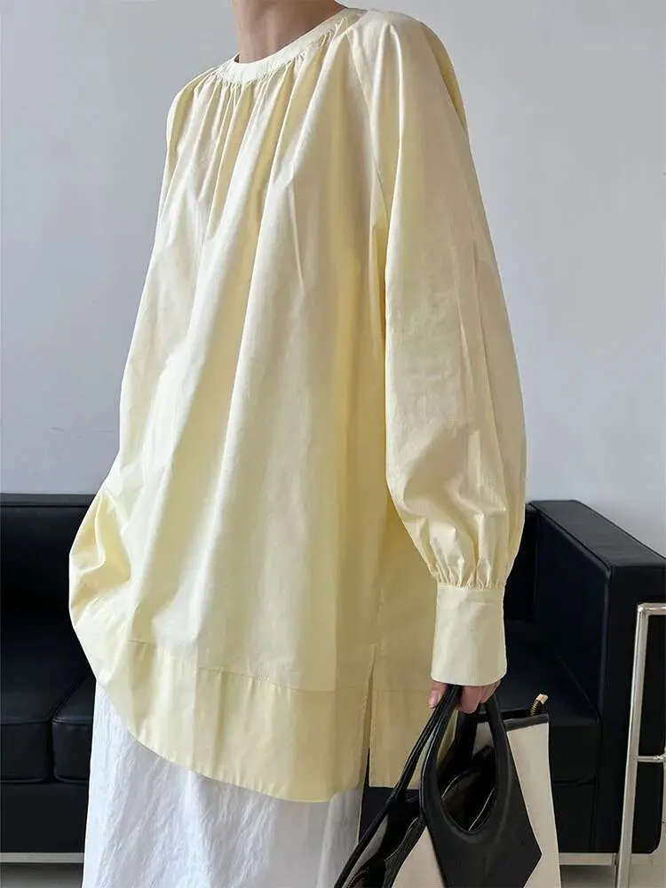 LANMREM Korean Style Sunscreen Shirt For Women O-neck Long Sleeves Solid Color Casual Blouses 2025 Spring New Clothing 2Z22180