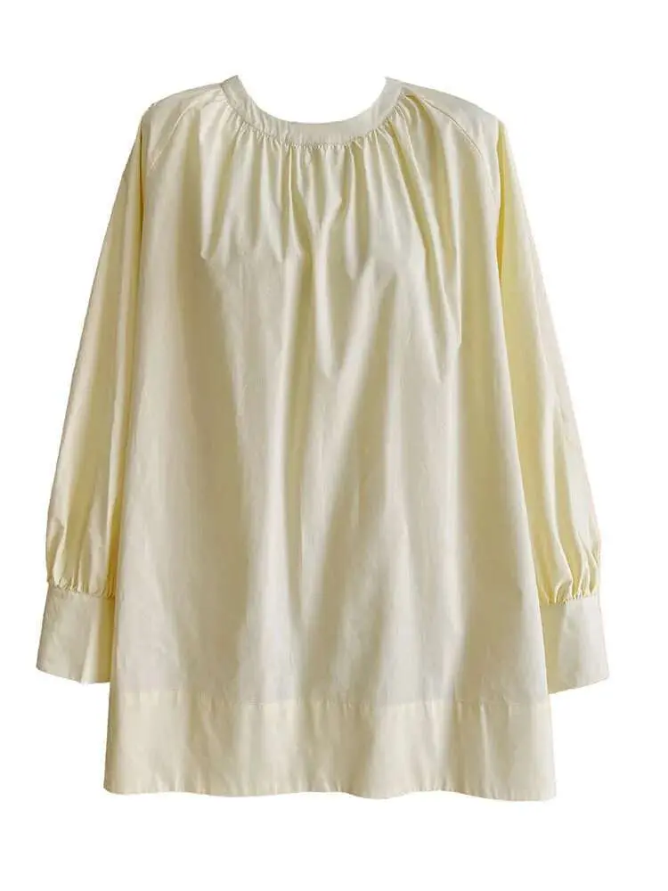 LANMREM Korean Style Sunscreen Shirt For Women O-neck Long Sleeves Solid Color Casual Blouses 2025 Spring New Clothing 2Z22180
