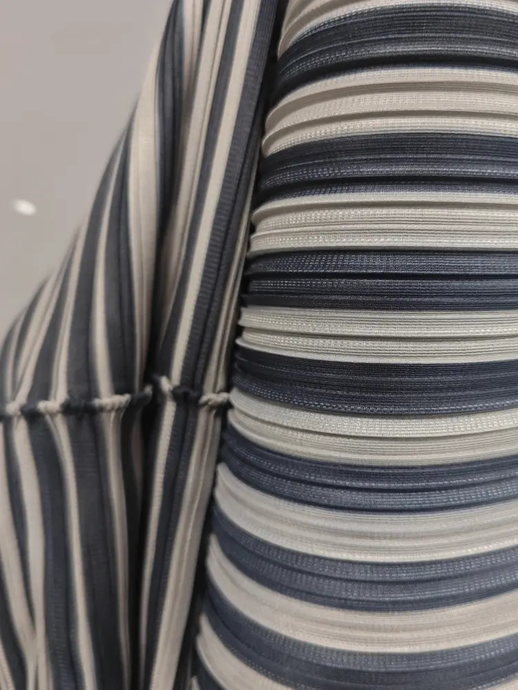 LANMREM Pleated Design Sense Fashion Striped Print Dress Women 2025 Spring New Temperament Cardigan Lapel Long Dresses 2DE377