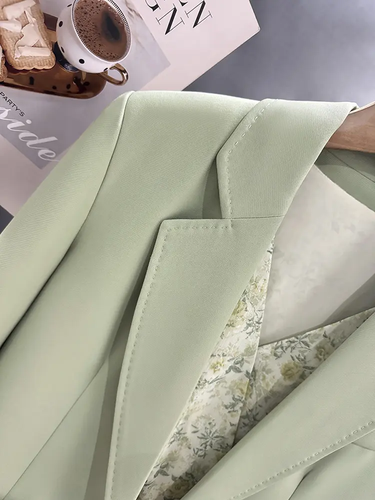 LANMREM Green Design Suit Jacket For Women  Single Breasted Blazer 2025 New Spring And Autumn Fashion Chic Loose Coat 2DB2706