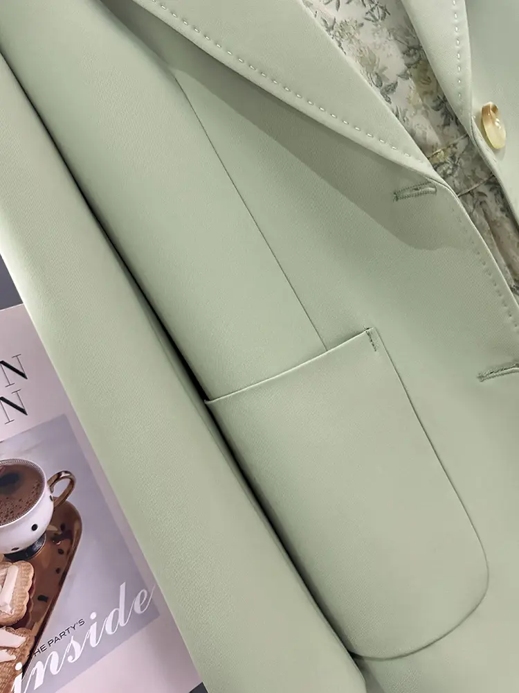 LANMREM Green Design Suit Jacket For Women  Single Breasted Blazer 2025 New Spring And Autumn Fashion Chic Loose Coat 2DB2706