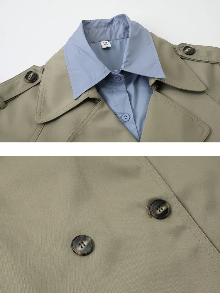 LANMREM Contrast Color Spliced Trench Women Lapel Belt Double Breasted Fashion Windbreaker Office Lady 2023 Autumn New 2AA2981