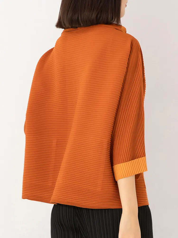 LANMREM Casual Pleated Solid Color Shirt Women Long Sleeves Single Breasted Loose Tops Versatile 2025 Spring New 2AA3707