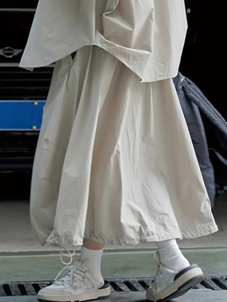 LANMREM Casual Skirt For Women High Elastic Waist Solid Color Loose Skirts Fashion Thin Female Clothing 2025 Spring New 2YA1050