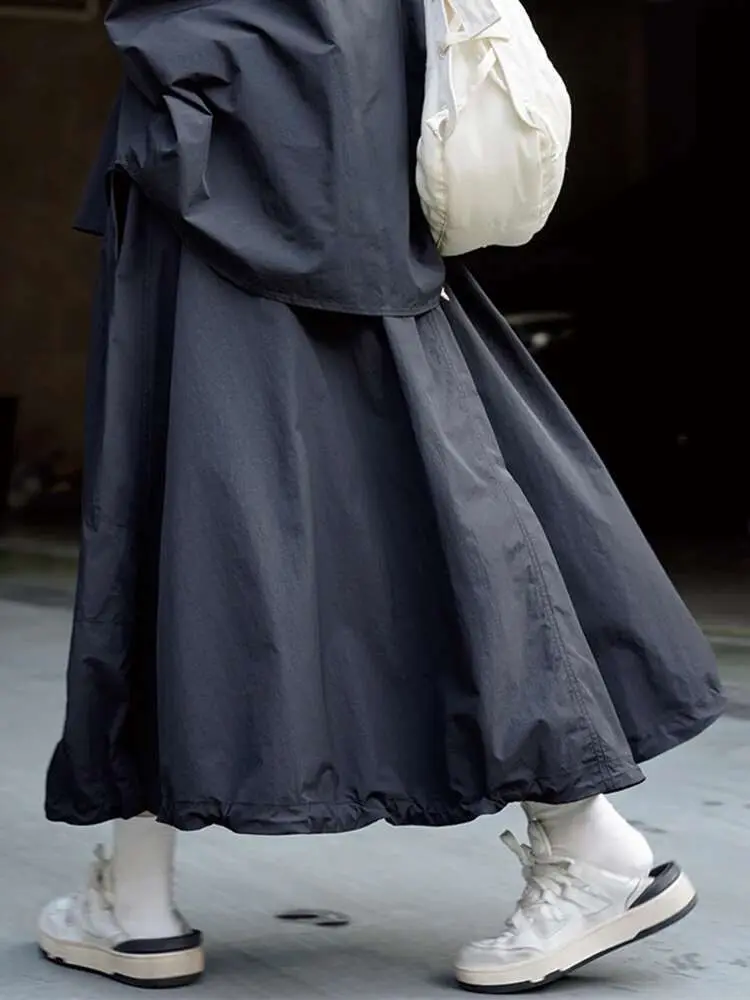 LANMREM Casual Skirt For Women High Elastic Waist Solid Color Loose Skirts Fashion Thin Female Clothing 2025 Spring New 2YA1050