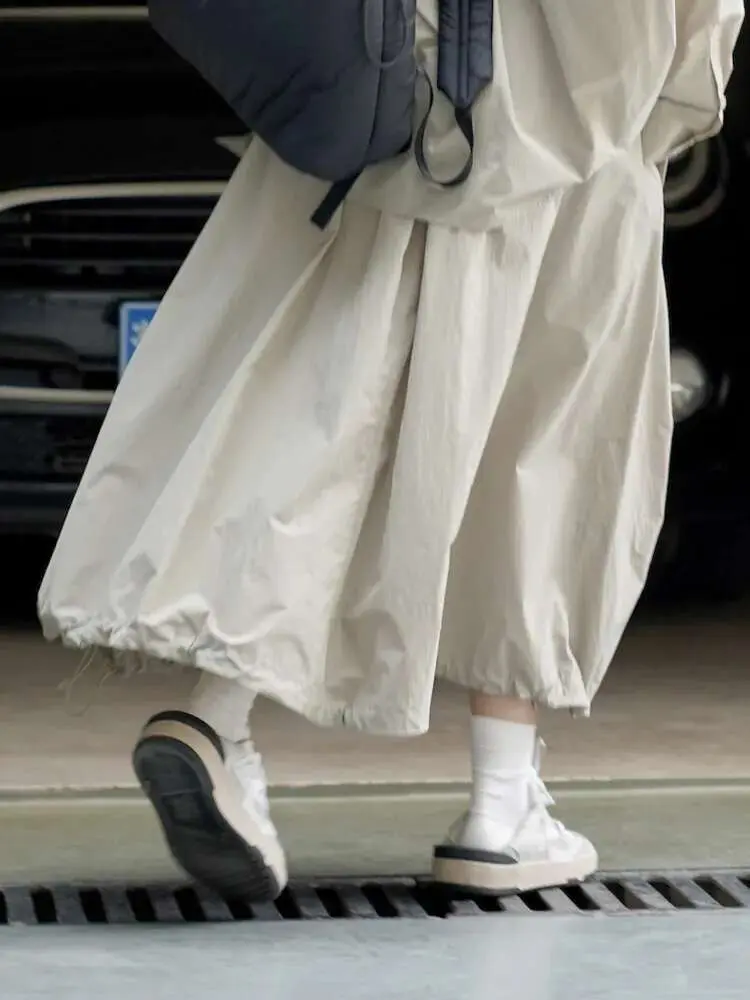 LANMREM Casual Skirt For Women High Elastic Waist Solid Color Loose Skirts Fashion Thin Female Clothing 2025 Spring New 2YA1050