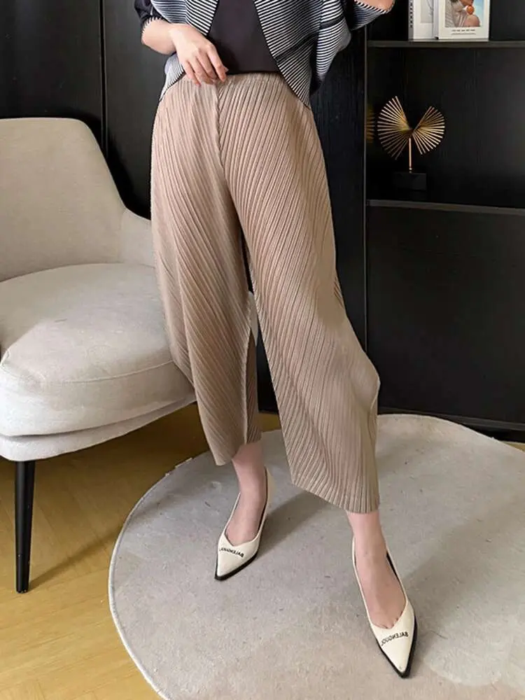 LANMREM Minimalist Women's Pleated Haren Pants Fashion Causal Loose Fit Female Trousers 2025 Spring Summer New Long Pants 2DE163