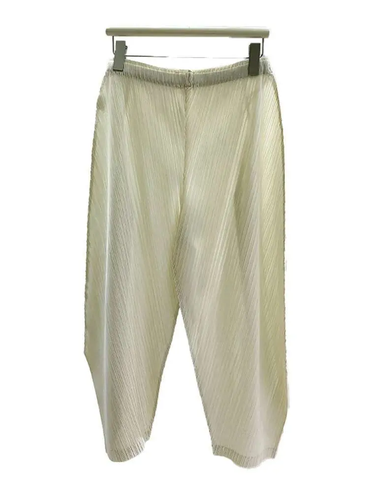 LANMREM Minimalist Women's Pleated Haren Pants Fashion Causal Loose Fit Female Trousers 2025 Spring Summer New Long Pants 2DE163