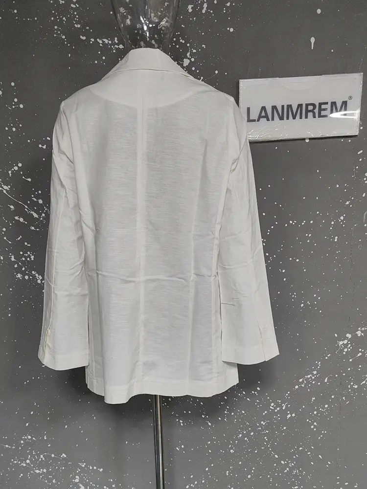 LANMREM Cotton Linen Suit Jacket Women's 2025 New Summer Fashion Casual Single Breasted Lightweight White Blazer Coat 2DB3093