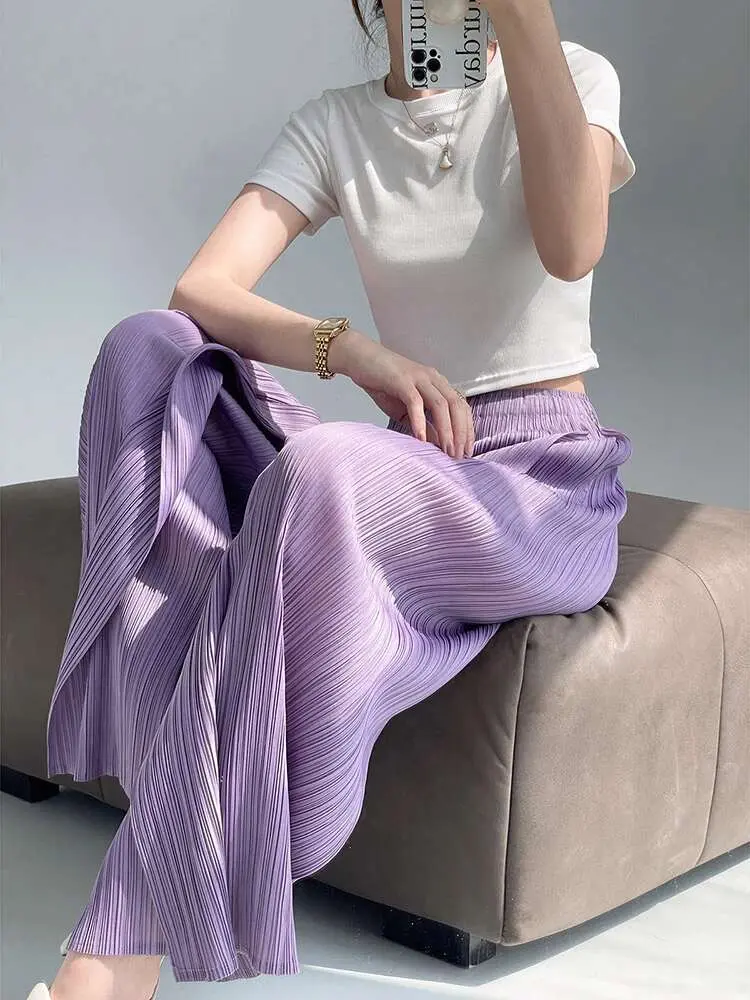 LANMREM Pleated 2025 Summer New Fashion Tide Versatile Trousers Women's Wide Leg Straight Casual Loose Solid Color Pants 2DE361