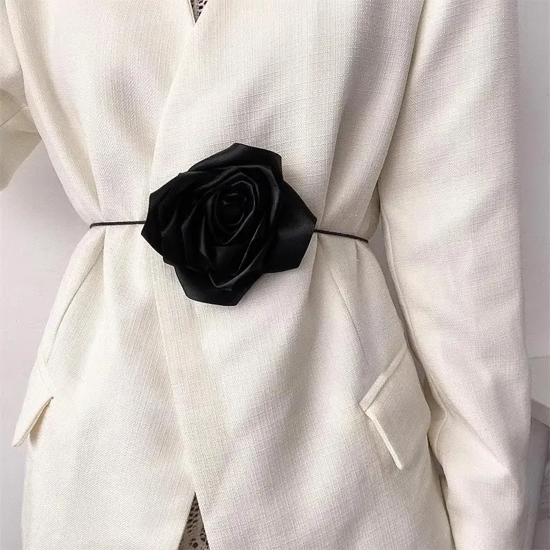 LANMREM Designer Rose Flower Belt Cinched Waist Match Dress Blazer Skirt Decorative Waistband Thin Belts Female Fashion 2DB2366