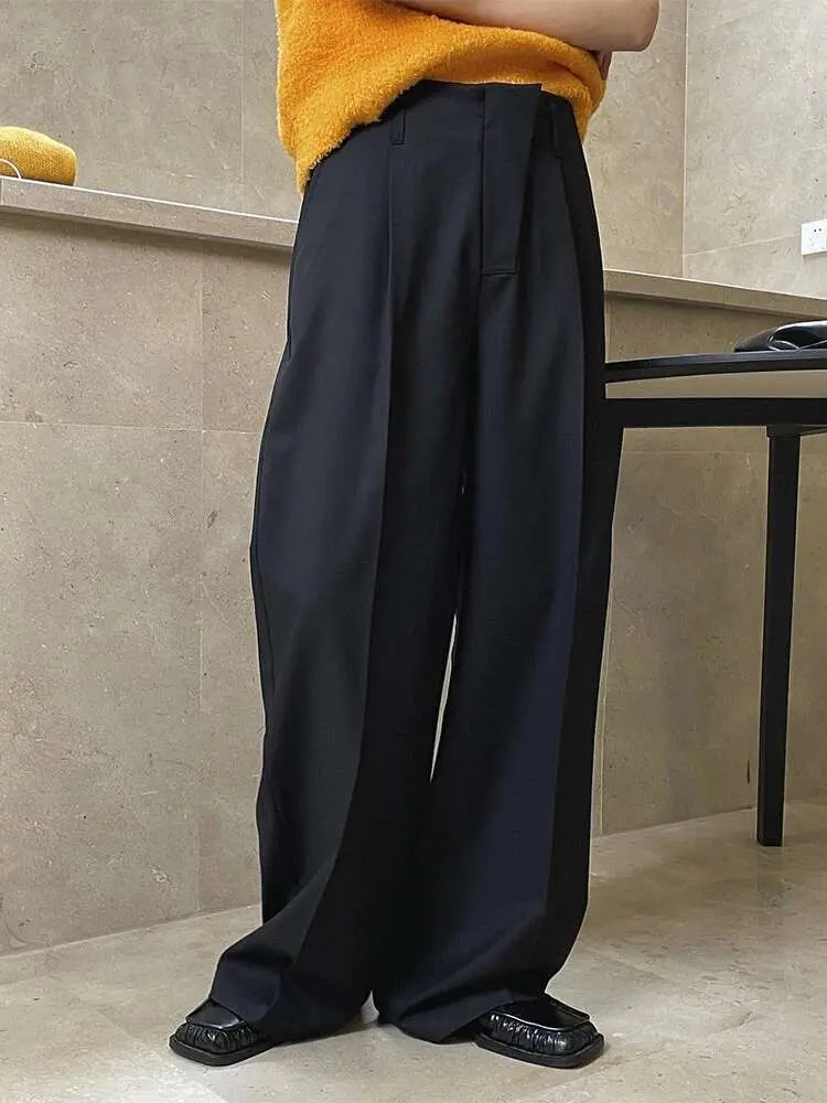 LANMREM Solid Color Wide Leg Pants For Women Loose Casual High Waist Long Trousers 2025 New Spring Female Fashion 2N275