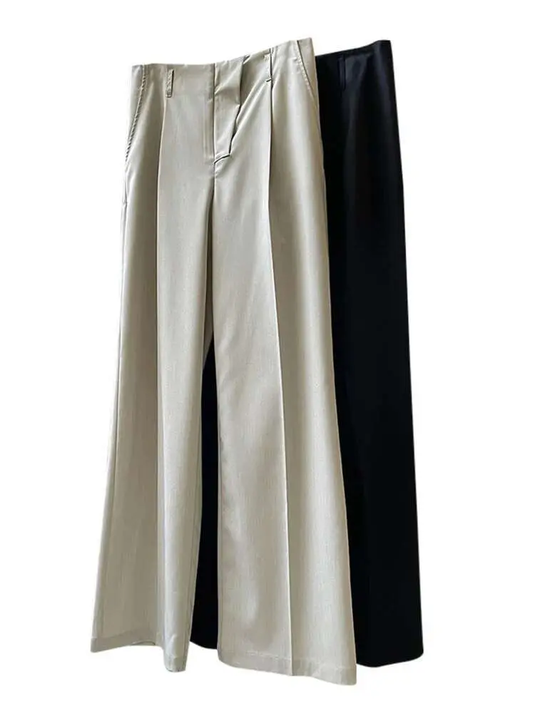 LANMREM Solid Color Wide Leg Pants For Women Loose Casual High Waist Long Trousers 2025 New Spring Female Fashion 2N275