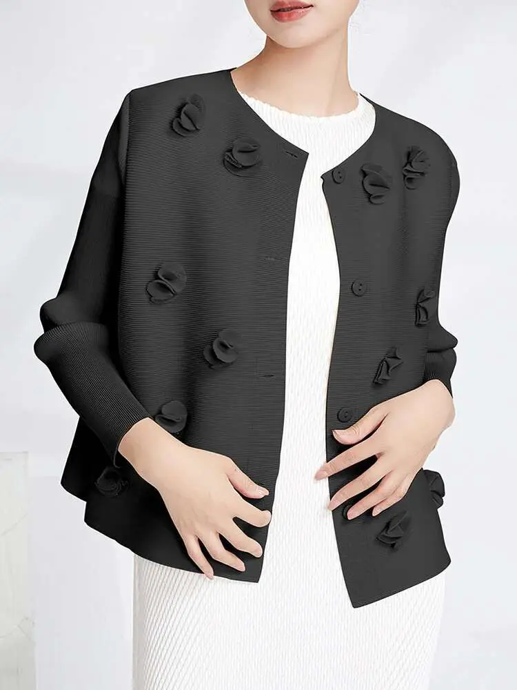 LANMREM Spliced Flower Shirt For Women Round Neck Long Sleeves Designer Tops Fashion Female Clothing 2024 Spring New 2YA1449