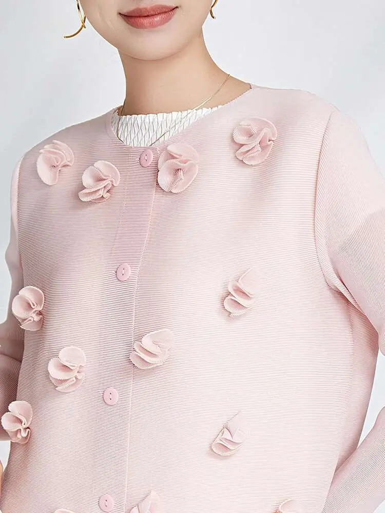 LANMREM Spliced Flower Shirt For Women Round Neck Long Sleeves Designer Tops Fashion Female Clothing 2024 Spring New 2YA1449