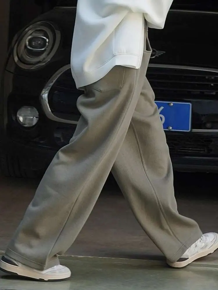 LANMREM Korean Casual Pants For Women High Elastic Waist Solid Color Wide Leg Trousers Female Clothing 2025 Spring New 2YA597