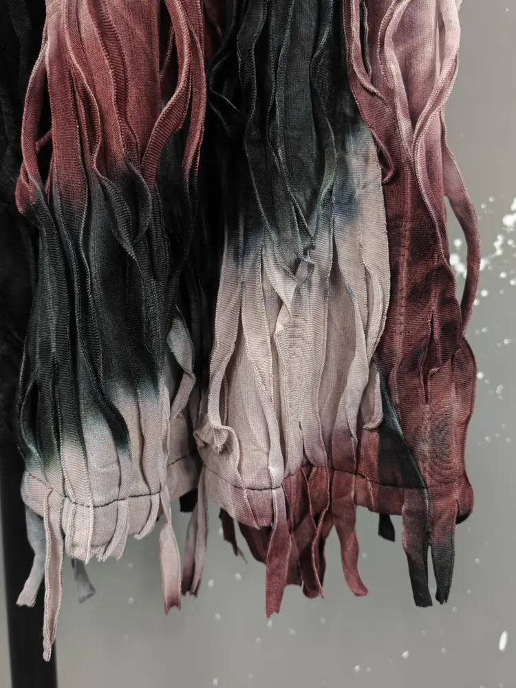 LANMREM Gradient Tie Dye Long Skirt Retro Design A-line Tassel Umbrella Skirts For Women High End Party Wedding Clothing 2DB2155