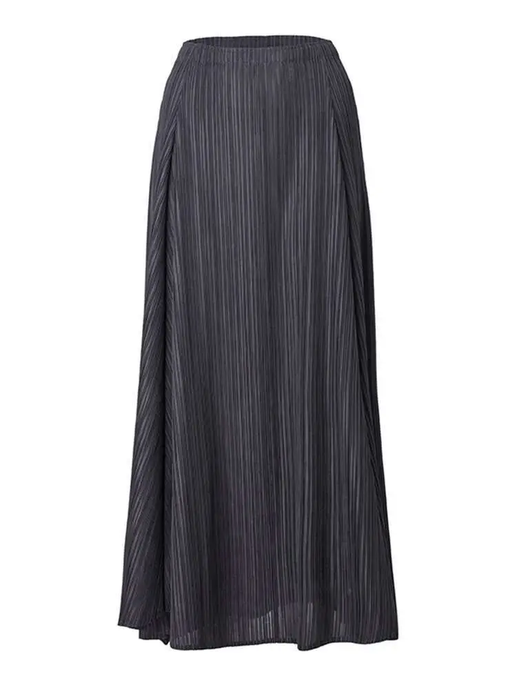 LANMREM High Quality Pleated Half Length Skirt 2025 New Casual Loose Elastic High Waist A-line Skirts Summer Bottoms 2DB2858