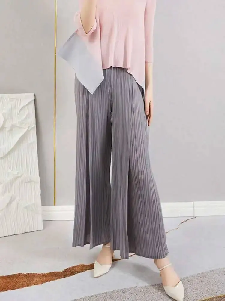 LANMREM Women's Pleated Pants High-waisted Solid Color Irregular Casual Versatile Trousers Fashion Tide 2025 New Summer 2DE674