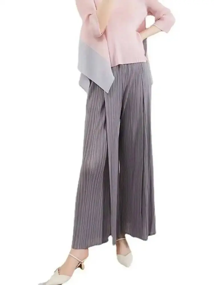 LANMREM Women's Pleated Pants High-waisted Solid Color Irregular Casual Versatile Trousers Fashion Tide 2025 New Summer 2DE674