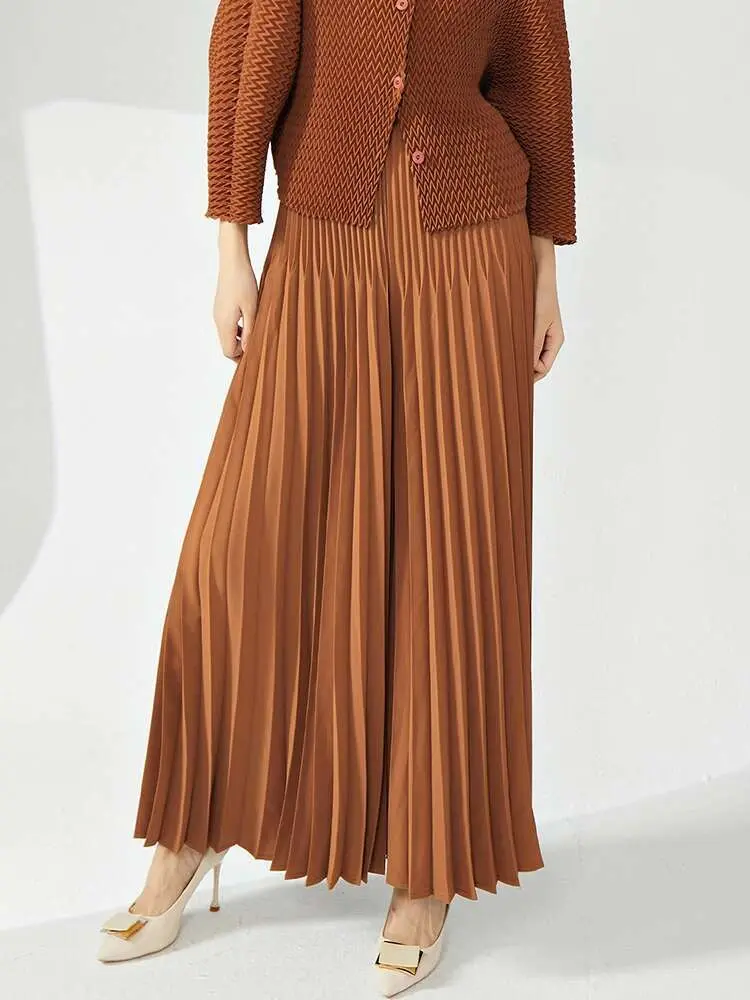LANMREM niche design pleated pants for women 2025 new loose casual wide leg elastic waist trousers spliced tide straight 2DB2555