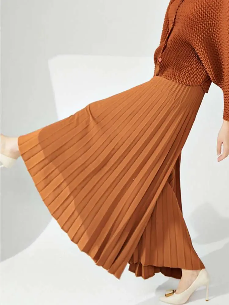 LANMREM niche design pleated pants for women 2025 new loose casual wide leg elastic waist trousers spliced tide straight 2DB2555