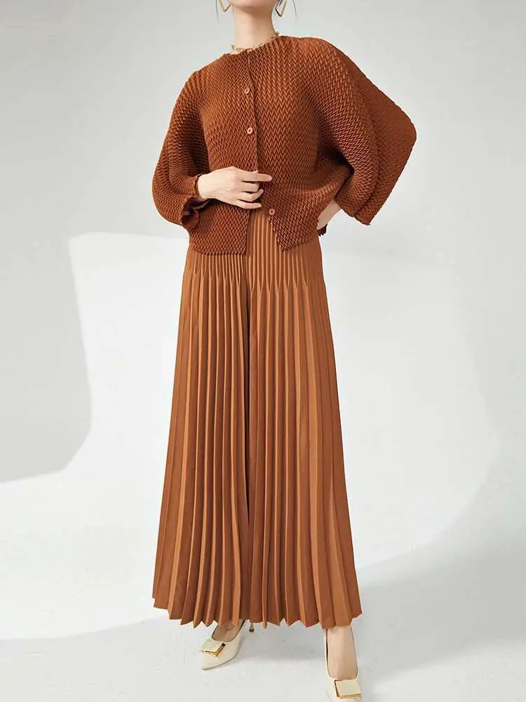 LANMREM niche design pleated pants for women 2025 new loose casual wide leg elastic waist trousers spliced tide straight 2DB2555