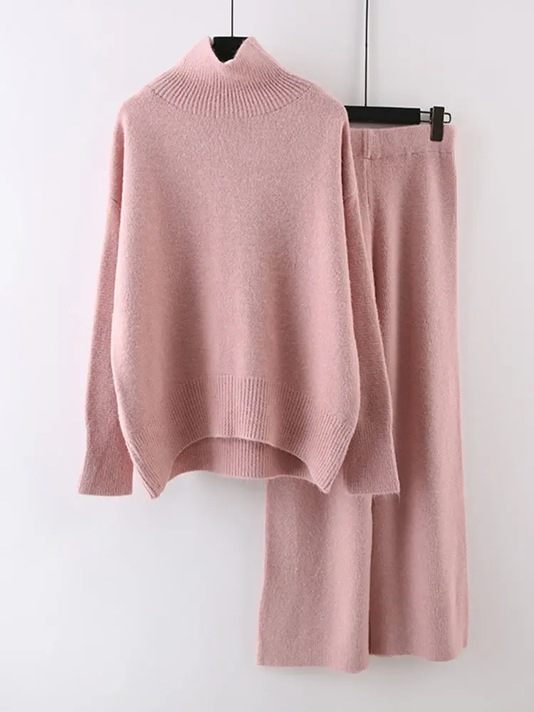 LANMREM Casual Two-piece Set For Women Turtleneck Loose Sweater With Elastic High Waist Skirt 2025 Spring New Clothing 2Z2249