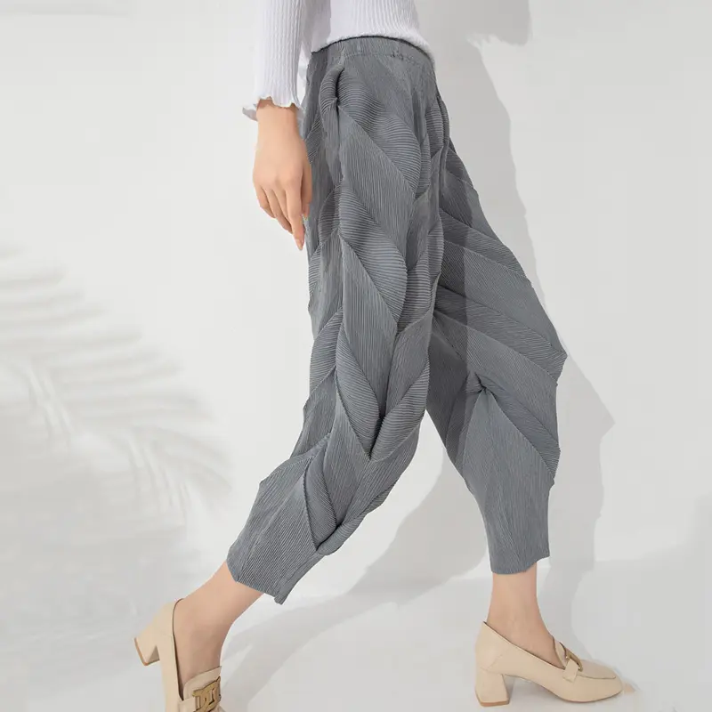 LANMREM Versatile Slim Pleated Pencil Pants Women Elastic High Waist Solid Color Trousers Casual 2023 Autumn New 2AA3771