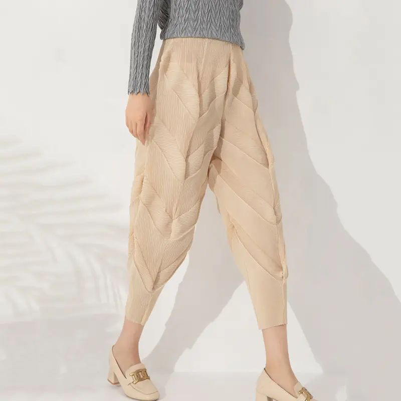LANMREM Versatile Slim Pleated Pencil Pants Women Elastic High Waist Solid Color Trousers Casual 2023 Autumn New 2AA3771