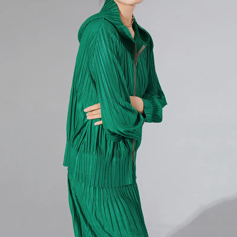 LANMREM High Quality Pleated Pants Sets Sports Casual Women's Hooded Jacket And Loose Pencil Pants Two-piece Set 2DB2614