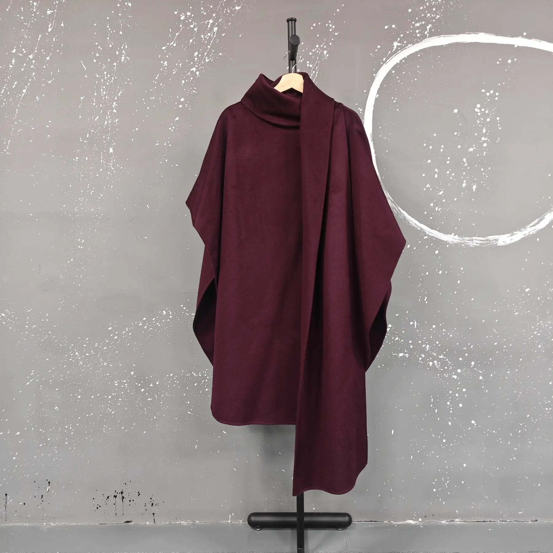 LANMREM Trendy Big Long Cape For Women Solid Color Wool Coats Shawl Female High End Winter Clothes 2025 New Luxury 2DB1256