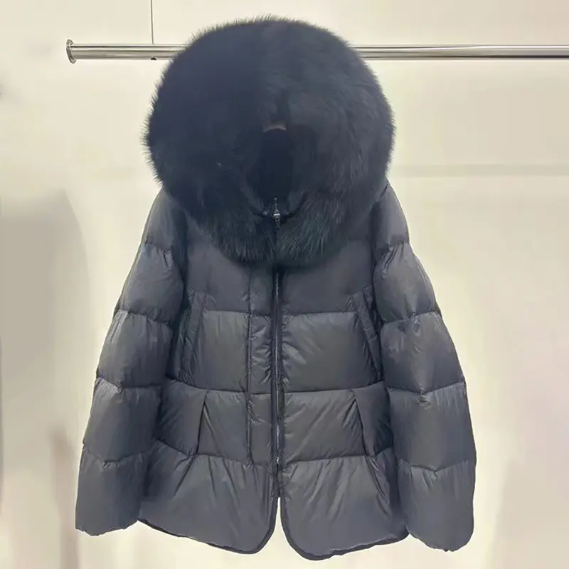 Winter Puffer Jacket Women Real Fox Fur Hooded Thick Warm 90% White Duck Down Coat Female Parkas Waterproof Women Slim Short