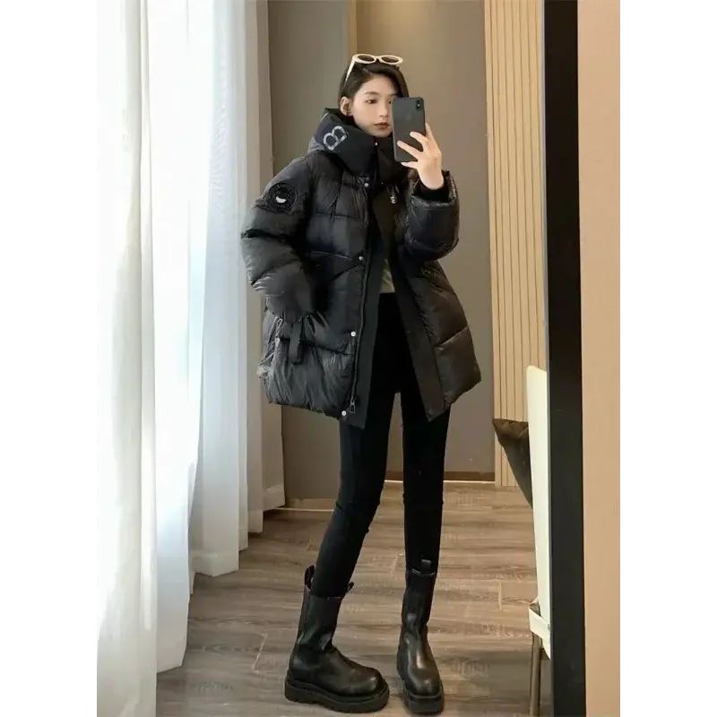 Women's Winter Down Jacket Hooded White Duck Down Coat Glossy Warm Thickened Long Short Puffer Jacket Windproof New in Coats