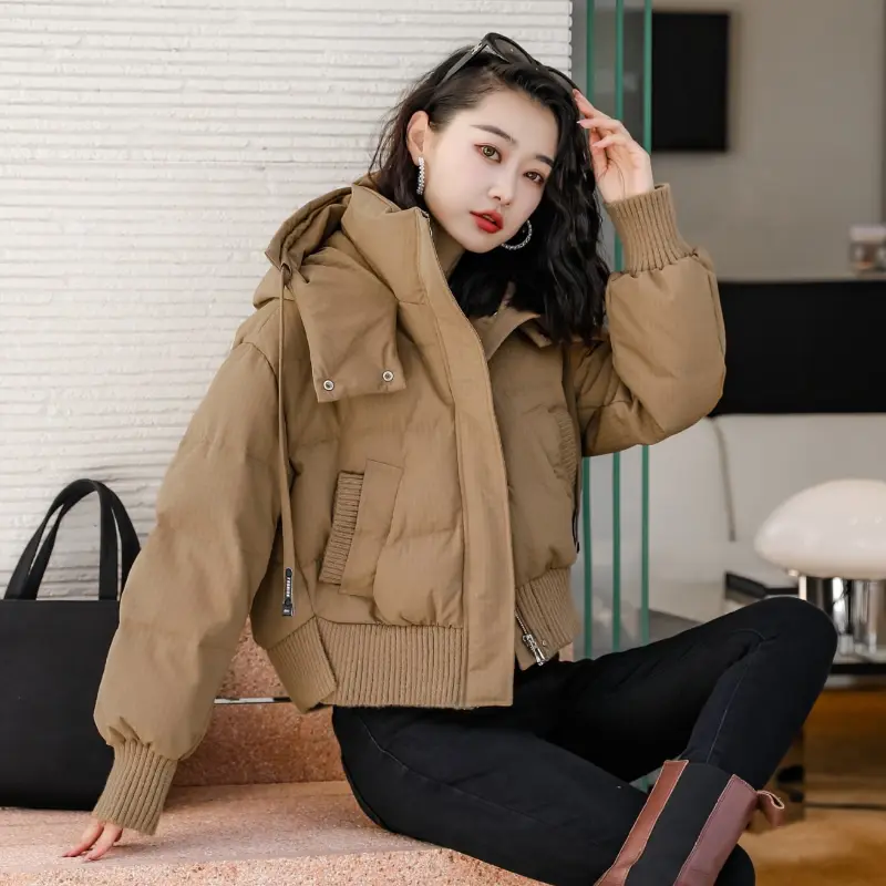 Women's Hooded Puffer Coats, Thick Loose Coats, Warm Outerwears, Monochromatic, Trendy, High Street, Short, Winter, New