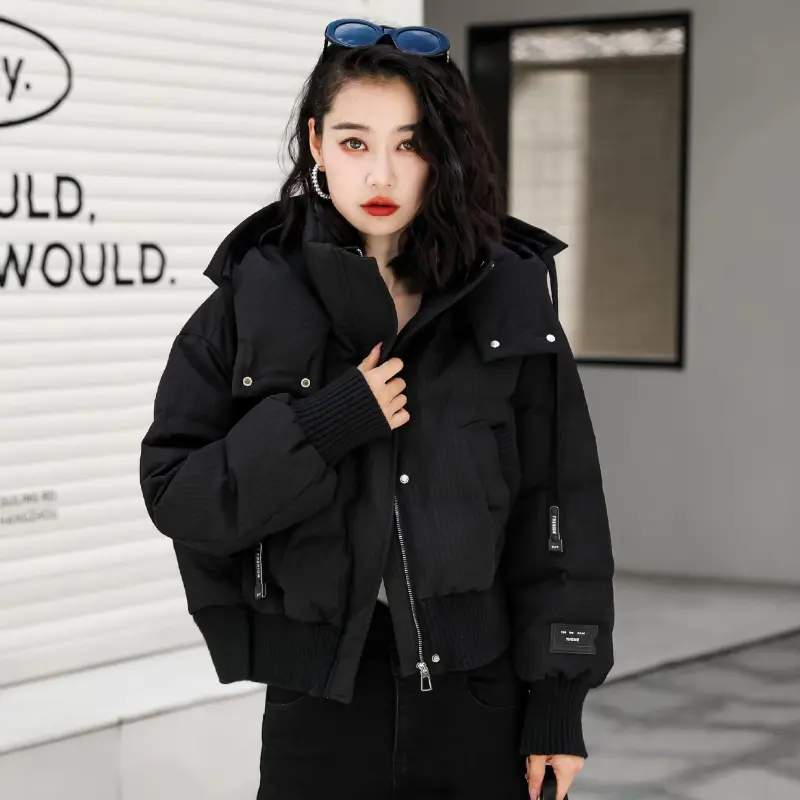 Women's Hooded Puffer Coats, Thick Loose Coats, Warm Outerwears, Monochromatic, Trendy, High Street, Short, Winter, New