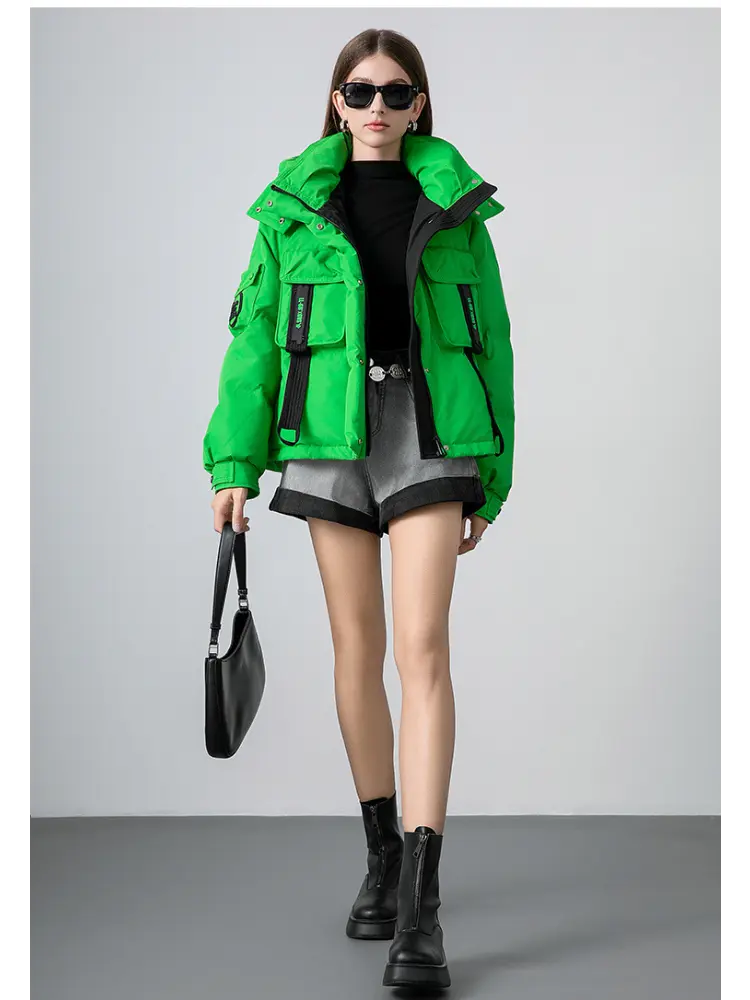Green Short Down Jacket Female Winter New Fashion Outdoor Small Person Casual Loose Thickened Jacket